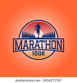 Marathon run logo vector graphic of illustration