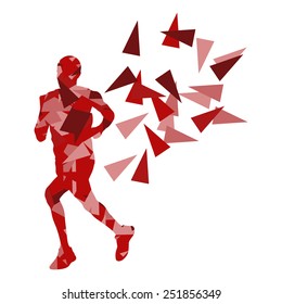 Marathon runner abstract vector background concept made of fragments