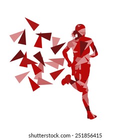 Marathon runner abstract vector background concept made of fragments