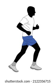 marathon runner - color illustration - vector