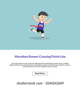 Marathon Runner Crossing Finish Line Information 