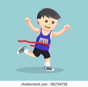 marathon runner crossing finish line