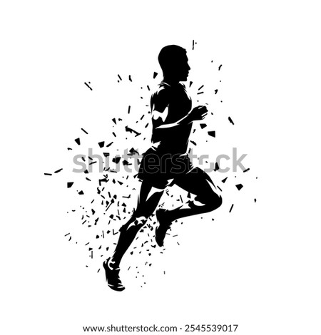 Marathon runner, distorted running man, isolated vector silhouette. Run