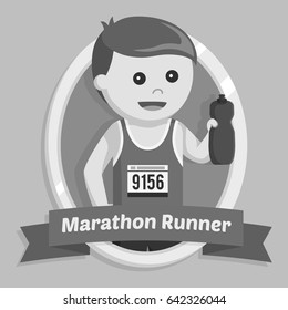 marathon runner in emblem black and white style