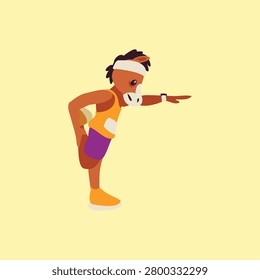 Marathon runner Horse Character Stretching