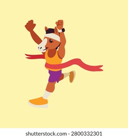 Marathon runner Horse Crossing Finish Line