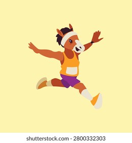 Marathon runner Horse Runner Crossing Finish Line