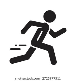 Marathon runner icon sprinting fast speed for athletic competition sports track cardio fitness and racing dash active lifestyle motion