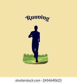 Marathon runner logo vector graphic of illustration