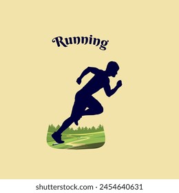 Marathon runner logo vector graphic of illustration