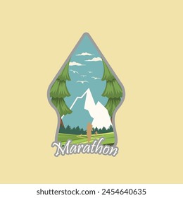 Marathon runner logo vector graphic of illustration