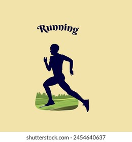 Marathon runner logo vector graphic of illustration