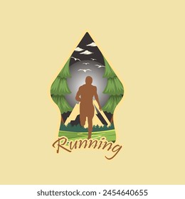 Marathon runner logo vector graphic of illustration