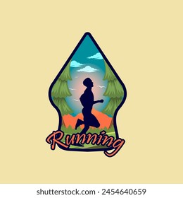 Marathon runner logo vector graphic of illustration