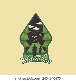 Marathon runner logo vector graphic of illustration