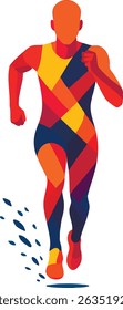 Marathon runner male silhouette. Vector illustration of running man on white background