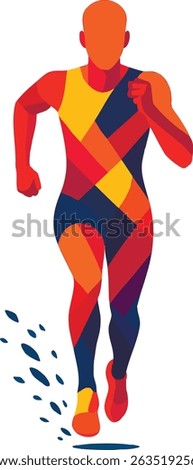 Marathon runner male silhouette. Vector illustration of running man on white background
