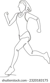 Marathon runner man in continuous line Drawing Style Vector illustration. Athlete Runner Running Jogger