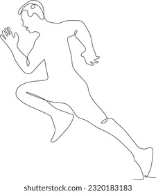 Marathon runner man in continuous line Drawing Style Vector illustration. Athlete Runner Running Jogger