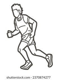 Marathon Runner A Man Running Action Jogging Sport Graphic Vector