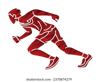 Marathon Runner A Man Running Action Jogging Sport Graphic Vector
