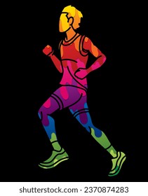 Marathon Runner Un hombre en acción jogging vector gráfico deportivo