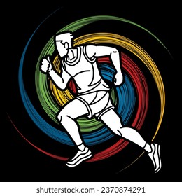 Marathon Runner A Man Running Action Jogging Sport Graphic Vector