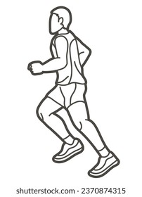 Marathon Runner A Man Running Action Jogging Sport Graphic Vector
