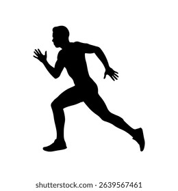 Marathon runner men silhouette icon vector flat design on white background