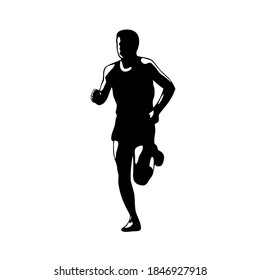 Marathon Runner Running Front Silhouette Retro Blakc and White