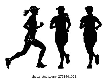 marathon runner running silhouette marathon run group