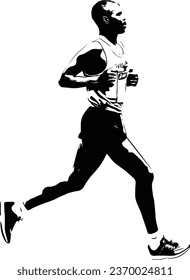 silueta de boceto marathon runner - vector