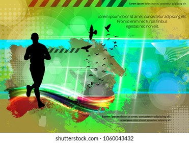 Marathon runner, sport background