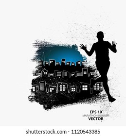 Marathon runner, sport illustration