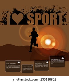 Marathon runner, sport poster, vector