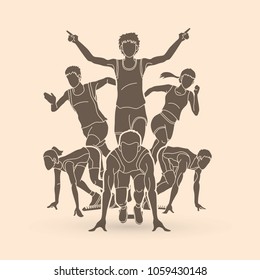 Marathon runner, Start running , Group of people running action graphic vector