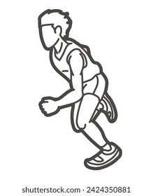 Marathon Runner Start Running A Man Running Action Movement Cartoon Sport Graphic Vector