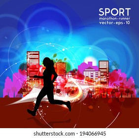 Marathon runner. Vector