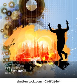 Marathon runner, vector