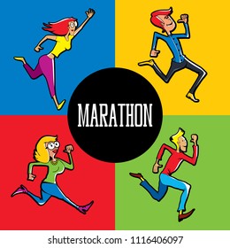 Marathon Runners Banner (Vector Art)