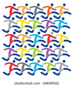 Marathon runners. Colorful background with stylized icons of Marathon runners.Vector illustration.  