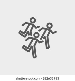 Marathon runners icon thin line for web and mobile, modern minimalistic flat design. Vector dark grey icon on light grey background.