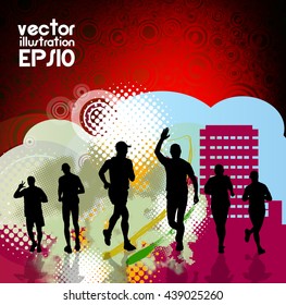 Ilustración de marathon runners