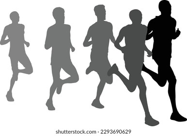 marathon runners running in group - artwork vector