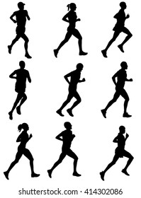 Marathon Runners Silhouettes - Vector