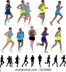 marathon runners - vector