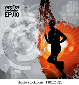 Marathon runners. Vector illustration