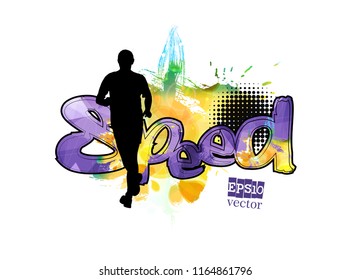 Marathon running, abstract colorful background