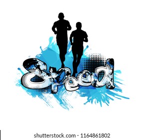 Marathon running, abstract colorful background