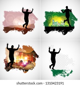 Marathon running, abstract colorful runners